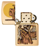 Zippo Wild West Skeleton Design Brushed Brass 48519