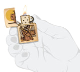 Zippo Wild West Skeleton Design Brushed Brass 48519