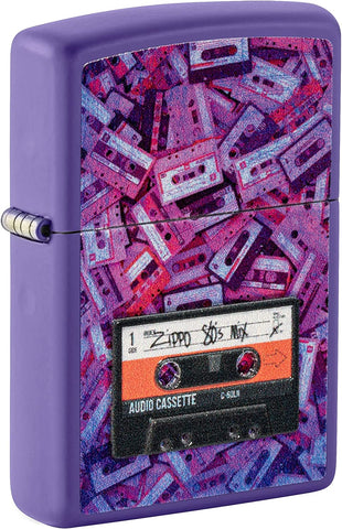 Zippo Cassette Tape Design Purple Matte 48521