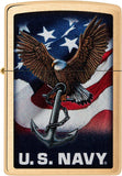 Zippo U.S. Navy Eagle Anchor & Flag Brushed Brass 48549