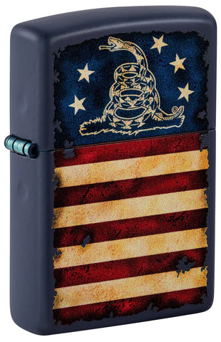 Zippo Don't Tread On Me-Gadsden Flag Navy Matte 48554
