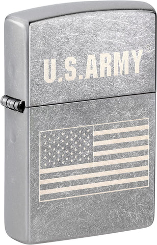 Zippo U.S. Army US Flag Laser Engrave Street Chrome 48557