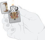 Zippo Rick Rietveld Floral Bull Skull Street Chrome 48559
