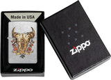 Zippo Rick Rietveld Floral Bull Skull Street Chrome 48559