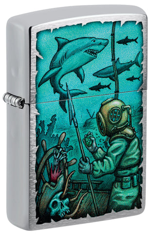 Zippo Shark Nautical Design Brushed Chrome 48561