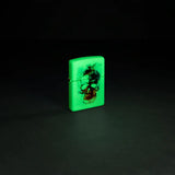 Zippo Skull Print Design Glow in The Dark Matte 48563