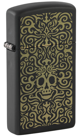 Zippo Skull Filigree Design Slim Black Matte 48564
