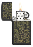 Zippo Skull Filigree Design Slim Black Matte 48564