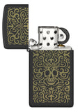Zippo Skull Filigree Design Slim Black Matte 48564