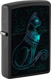 Zippo Black Light Spiritual Cat Design Black Matte 48582