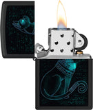 Zippo Black Light Spiritual Cat Design Black Matte 48582