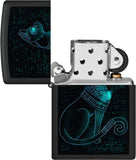 Zippo Black Light Spiritual Cat Design Black Matte 48582