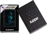 Zippo Black Light Spiritual Cat Design Black Matte 48582