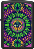 Zippo Black Light Leaf Pattern Design Black Matte 48583