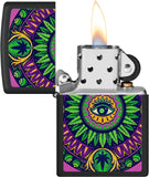 Zippo Black Light Leaf Pattern Design Black Matte 48583