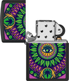 Zippo Black Light Leaf Pattern Design Black Matte 48583