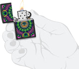Zippo Black Light Leaf Pattern Design Black Matte 48583