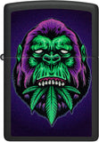 Zippo Black Light Leaf Gorilla Design Black Matte 48585