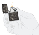 Zippo Skull Mushroom Design High Polish Black 48590