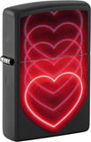 Zippo Black Light Hearts Design Black Matte 48593