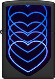 Zippo Black Light Hearts Design Black Matte 48593