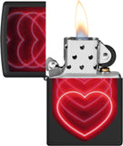 Zippo Black Light Hearts Design Black Matte 48593