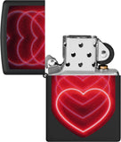 Zippo Black Light Hearts Design Black Matte 48593