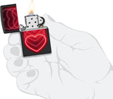 Zippo Black Light Hearts Design Black Matte 48593