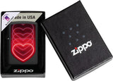 Zippo Black Light Hearts Design Black Matte 48593