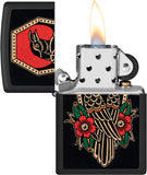 Zippo Crow Tattoo Design Black Matte 48611