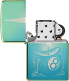 Zippo Eight Ball Tattoo Design High Polish Teal 48615 on shopify.com