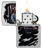 Zippo Buckwear Design Eagle Flag Street Chrome 48633