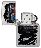 Zippo Buckwear Design Eagle Flag Street Chrome 48633