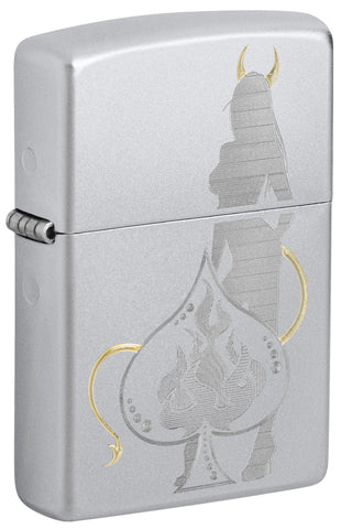 Zippo Devilish Ace Design Satin Chrome 48658