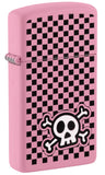 Zippo Checkered Skull Design Slim Pink Matte 48680