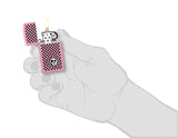 Zippo Checkered Skull Design Slim Pink Matte 48680