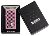 Zippo Checkered Skull Design Slim Pink Matte 48680