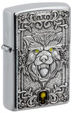 Zippo Wolf Emblem Design Brushed Chrome 48690
