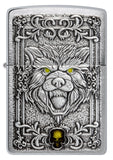 Zippo Wolf Emblem Design Brushed Chrome 48690