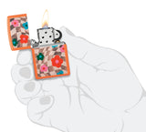 Zippo Wavy Flower Design Orange Matte 48718