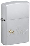 Zippo Love Hearts Engraved Satin Chrome 48725