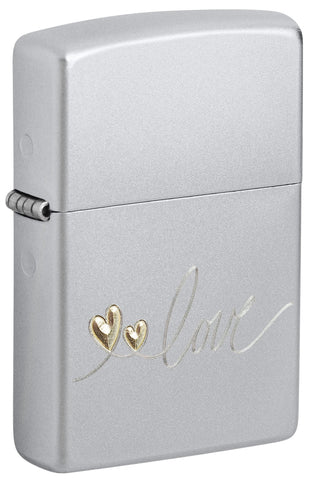 Zippo Love Hearts Engraved Satin Chrome 48725