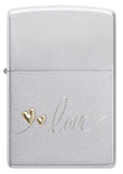 Zippo Love Hearts Engraved Satin Chrome 48725
