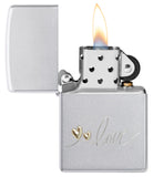 Zippo Love Hearts Engraved Satin Chrome 48725