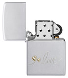 Zippo Love Hearts Engraved Satin Chrome 48725