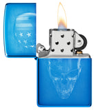 Zippo American Skull Design High Polish Blue 48739