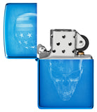 Zippo American Skull Design High Polish Blue 48739
