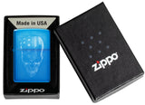 Zippo American Skull Design High Polish Blue 48739