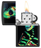 Zippo Sugar Skeleton Design Black Light Black Matte 48761