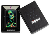 Zippo Sugar Skeleton Design Black Light Black Matte 48761